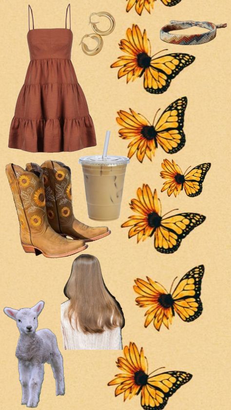 #sunflower Sunflower Boots, Brown Sunflower, Church Fits, School Fits, Country Outfits, Sunflower, High School, Boots, Quick Saves