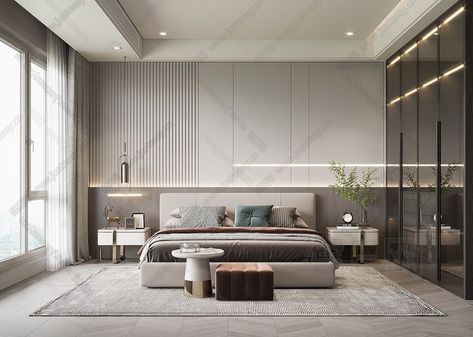 Bedroom Minimalist Modern, Contemporary Bedroom Design, Guest Bedroom Design, Modern Style Bedroom, Desain Pantry, Bedroom False Ceiling Design, Bedroom Decor Design, Classic Bedroom, Bedroom Bed Design