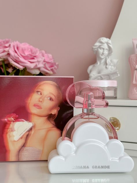 Perfume Smell Good, Perfume Artwork, Cloud By Ariana Grande, Cloud Perfume, Kate Spade Perfume, Perfume Adverts, Ariana Perfume, Coconut Perfume, Ariana Grande Images