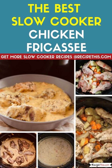 Slow Cooker Chicken Fricassee. One of my favourite French comfort foods slow cooked chicken fricassee is easy to make in the slow cooker and full of French flavour. #slowcooker #slowcookerrecipes #slowcookerchicken #chickenfricassee Crock Recipes, Chicken Cooker, Chicken Fricassee, Slow Cooker Sweet Potatoes, Slow Cooker Casserole, Slow Cooker Stew, Slow Cooked Chicken, Easy One Pot Meals, Slow Cooker Dinner