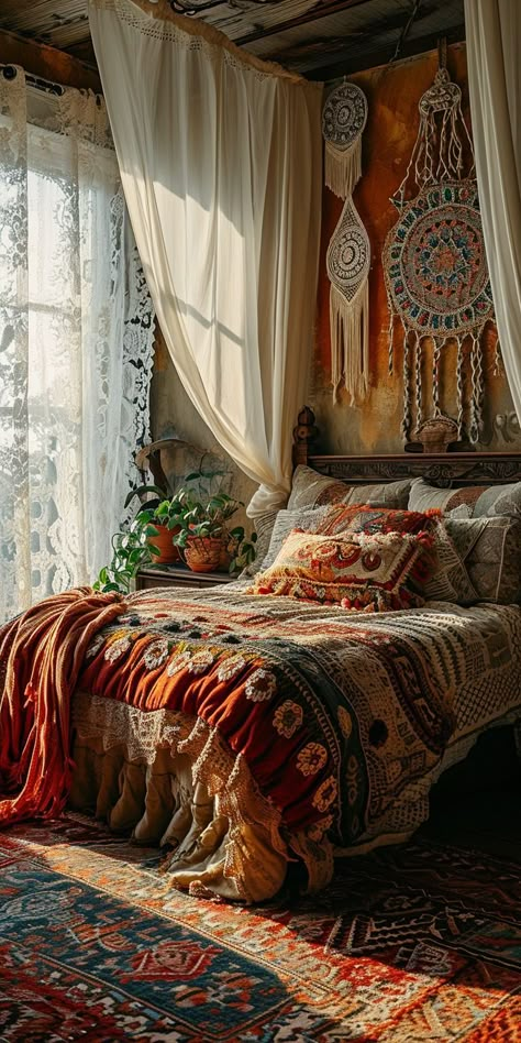 Boho Bedroom Inspirations, Magic Ideas, Bedrooms For Couples, Boho Bedrooms, Zimmer Diy, Chic Apartment, Boho Bedroom Ideas Hippie, Boho Bedroom Design, Boho Style Bedroom