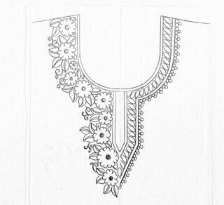 Neck Design Sketch, Neckline Sketch, Kurti Neck Design, Drawing With Pencil, Embroidery On Kurtis, Kurti Embroidery Design, Kurti Neck, Jewelry Design Drawing, Cutwork Embroidery