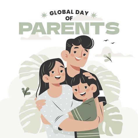 Parents Illustration Families, Parents Day Poster, Parents Illustration, Family Drawing Illustration, Global Day Of Parents, Illustrated Family Portrait, Foundation Design, Parenting Illustration, Family Drawing