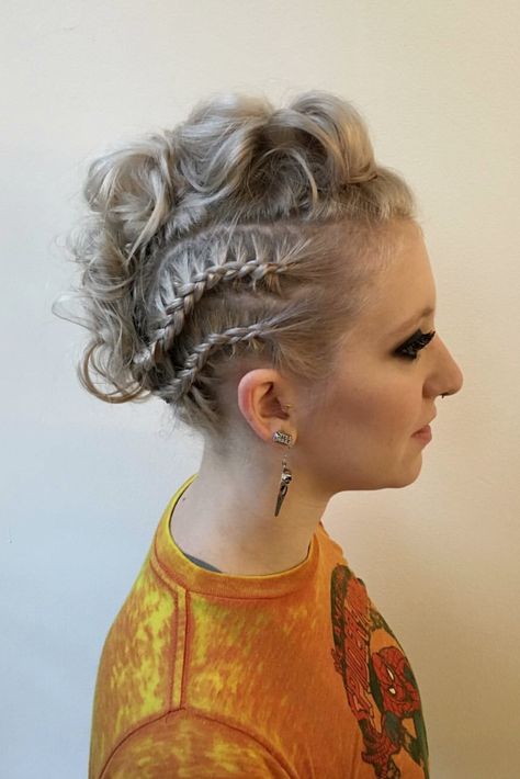 edgy updos are this festival season's favorite hairstyle | hair by goldplaited Edgy Updo Hairstyles, Figure Skating Hair, Edgy Updo, Concert Hair, Festival Hairstyles, Edgy Hairstyles, Updo Ideas, Braided Crown Hairstyles, Concert Hairstyles