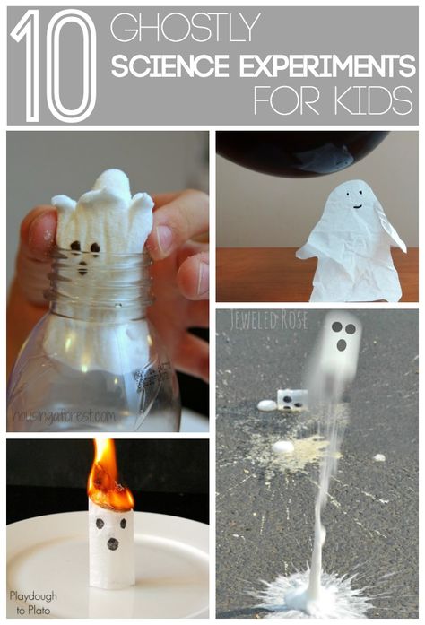 Ghostly Science Experiments for Kids | LOVE THESE... so perfect for halloween parties and playdates Science Experiments For Kids, Halloween Science, Experiments For Kids, Halloween Games For Kids, Kid Experiments, Halloween Preschool, Preschool Science, Thanksgiving Activities, Science Experiment