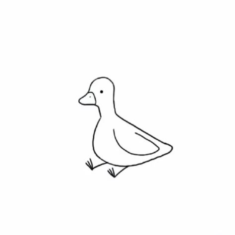 Cute Easy Duck Drawing, Duck Stick And Poke, Goose With Knife Drawing, Bird Simple Illustration, Embroidered Duck Simple, Cartoon Bird Tattoo, Goose Footprint, Fine Line Duck Tattoo, Goose Drawing Simple