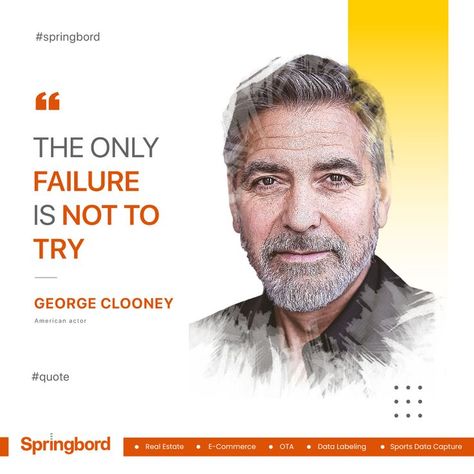 #fridayquotes #quotefortheday #GeorgeClooney . . . “The only failure is not to try.” – George Clooney . . . Ceo Quote, Dublin Airport, Powerpoint Slide Designs, Social Media Branding Design, Friday Quotes, Media Branding, Quotes Design, Quote Template, Church Flyer