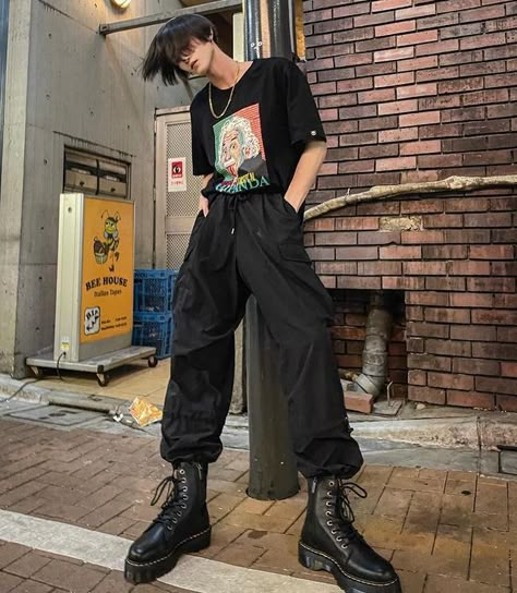 Alt Style Men, Casual Outfits Mens, Alt Boys, Casual Techwear, Alt Boy, Outfit Ideas Casual, Techwear Outfits, Alt Outfits, Estilo Punk