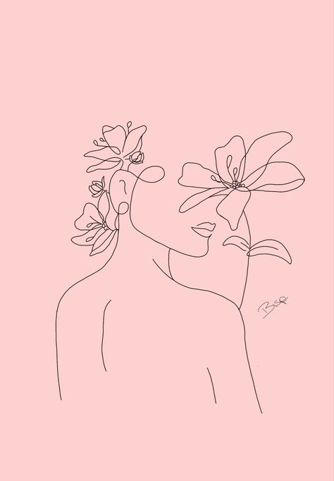 Pink Lashes, Embroidery Paintings, Apartment Vibes, Flower Line Drawings, Puff Puff, Woman Sketch, Pink Painting, Art Minimaliste, Woman Drawing