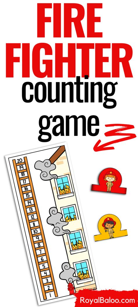 Fireman Math Counting Game - Royal Baloo Community Helpers For Kids, Firefighter Games, Math Counting Games, Lego Math, Fire Man, Community Helpers Preschool, Counting Games, Free Printable Games, Math Counting