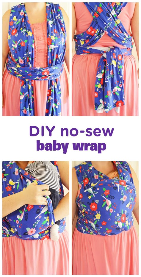 Snuggling is just the best—so make it an all-day affair with this DIY no-sew baby wrap. It’ll make you feel super crafty and cool and let you keep your baby safely swaddled no matter where you go! Wearing this wrap will probably make you feel at least a little bit like a kangaroo. We’ll let you decide if you think that’s a good or a bad thing. No Sew Baby, Diy Baby Wrap, Diy Baby Carrier, Moby Wrap, Sew Baby, Easy Baby Blanket, Diy Bebe, Baby Sling, Baby Sleep Problems