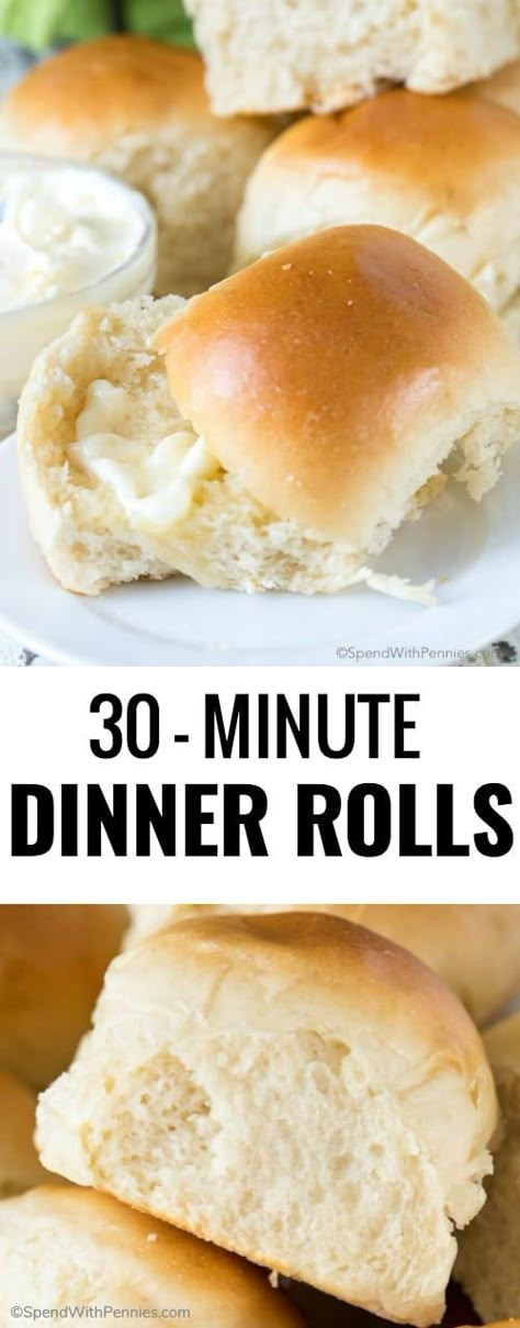 30 Minute Dinner Rolls, Dinner Rolls Recipe Easy, Rolls Recipe Easy, Diy Easy Recipes, 30 Minute Dinners, Homemade Rolls, Fingerfood Party, Baked Dinner, Homemade Dinner Rolls