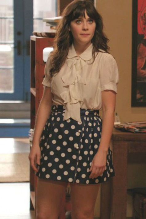 The 25 Best Jessica Day Outfits Jessica Day Outfits, Jess New Girl, Blue Polka Dot Skirt, Zooey Deschanel Style, New Girl Outfits, New Girl Style, Jessica Day, Eye Fashion, Day Outfits