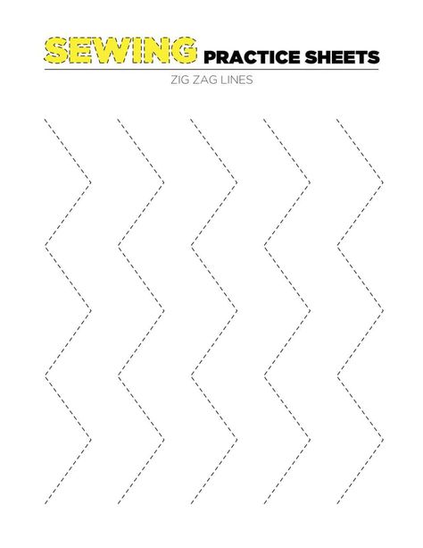 Sewing Practice Sheet 6 - Zig Zag Sewing Machine Practice Sheets, Sewing Practice Sheets Free Printable, Sewing Practice Sheets, Sewing Sheets, Sewing Practice, Beginner Sewing Projects, Drawing Basics, Machine Stitches, Sewing Machine Stitches