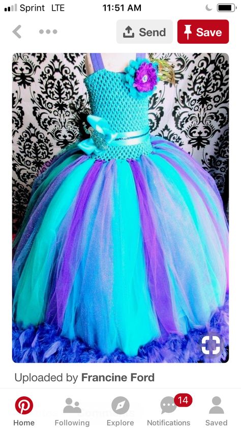 Flowers Girl Dresses, Diy Flower Ball, Peacock Colour, Tutu Ideas, Peacock Flower, Mermaid Costumes, Purple Girls Dress, Purple Tutu, Crochet Baby Girl Dress