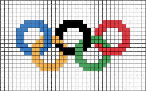 A pixel art template of the Olympic Rings. Sports Pixel Art, Summer Camp Art, Pixel Quilting, Modele Pixel Art, Hamma Beads Ideas, Pixel Art Ideas, Olympic Rings, Easy Pixel Art, Pixel Drawing