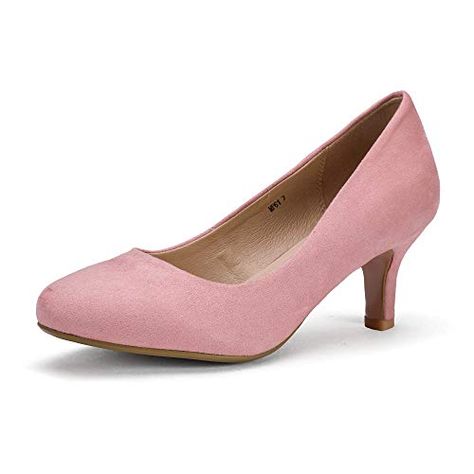 IDIFU Women's Classic Low Heels Dress Pumps 2 Inch Kitten Heel Round Toe Office Wedding Shoes IDIFU Elegant Pink Low Heel Kitten Heels, Chic Pink Low Kitten Heels, Elegant Pink Closed Toe Kitten Heels, Pink Round Toe Slingback Pumps With 4-inch Heel, Sjp Shoes, Tartan Shoes, Pink Kitten Heels With 4-inch Heel For Spring, Retro Elements, Heels Dress