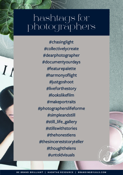 This guide with over 200+ hashtags for creatives, female entrepreneurs and small businesses to boost your following, get your brand notices and reach your dream audience. Using specific, brand relevant hashtags to get discovered by new audiences boosting your engagement on social media. #socialmedia #contentcreation #instagramtips #branding #photography Photography Hashtags Instagram, Photography Posts Social Media, Photographer Hashtags, Hashtags For Photographers, Short Insta Captions, Advertising Ideas Marketing, Photoshoot Ideas Photography, Amber Rae, Photography Hashtags