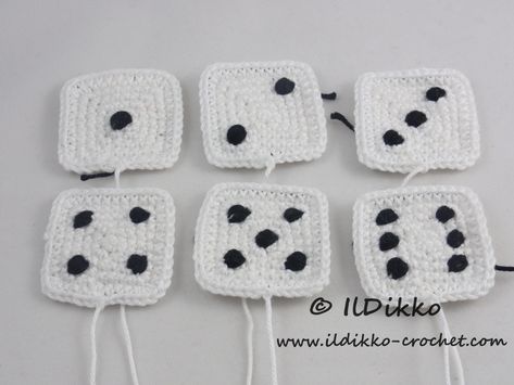 Dice Crochet Pattern Free, Crochet Dice Free Pattern, Crochet Dice For Car, Crochet Dice Pillow, Crochet Fuzzy Dice, Crochet Playing Cards, Dice Crochet Pattern, Dice Crochet, Dnd Crochet