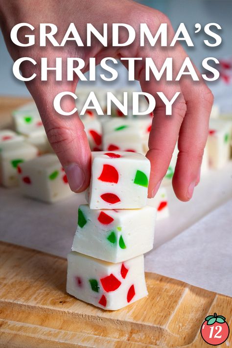 Grandma’s Christmas Candy | 12 Tomatoes Grandmas Christmas Candy 12 Tomatoes, Grandma's Christmas Candy, Dots Candy Recipe, Grandma’s Christmas Candy, Italian Nougat Candy, Christmas Recipes Candy, Grandmas Christmas Candy, Christmas Nuggets Candy, Traditional Christmas Treats