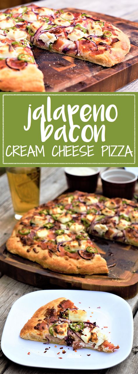 Jalapeño Bacon Cream Cheese Pizza – Mountain Cravings Wood Fired Pizza Dough Recipe, Cream Cheese Pizza, Jalapeño Bacon, Cheese Pizza Recipe, Pizza Oven Recipes, Calzone Recipe, Bacon Pizza, Pizza Dinner, Artisan Pizza