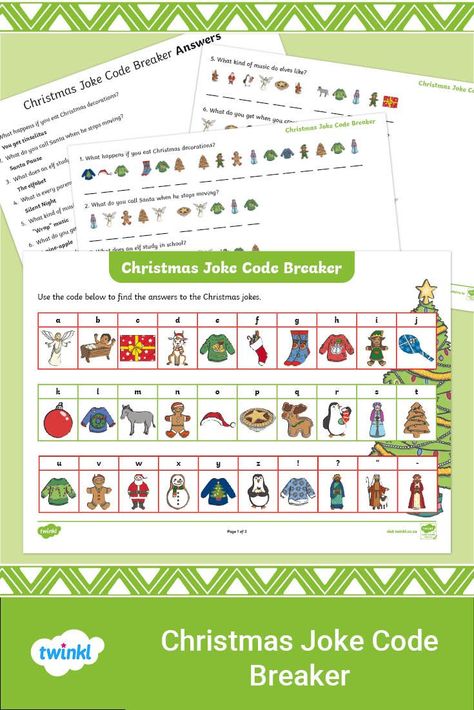 This code breaker puzzle resource is a perfect activity for a fun lesson in the run-up to the festive season. Rather than typical code breaking worksheets, this activity includes a number of beautifully illustrated Christmas objects. Each one represents a letter of the alphabet, and your learners need to use the pictures to discover the punchlines of some seriously cheesy Christmas jokes! Guaranteed to get your learners in the Christmas spirit, this activity works their logical thinking. Christmas Objects, Christmas Riddles, Healthy Halloween Treats, Code Breaker, Christmas Lesson, Christmas Jokes, Bullet Journal Printables, Healthy Halloween, Music Do