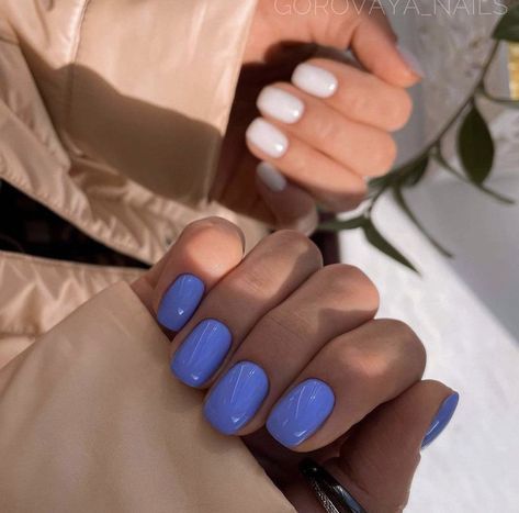 Cool Nail Polish Ideas, Light Blue Manicure, Blueberry Nails, Nails Light Blue, Blue Nail Design, Periwinkle Nails, Nail Ideas For Summer, Blue Nail Ideas, Blue Manicure