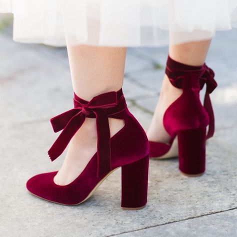 Harriet Wilde Hetty Bordo Velvet Tie Up Block Heel Court Shoes | Lace and Favour Hobbit Fashion, Beautiful Wedding Shoes, Velvet Tie, Dr Shoes, Shoe Crafts, Velvet Shoes, Toe Post Sandals, Velvet Heels, Studded Heels