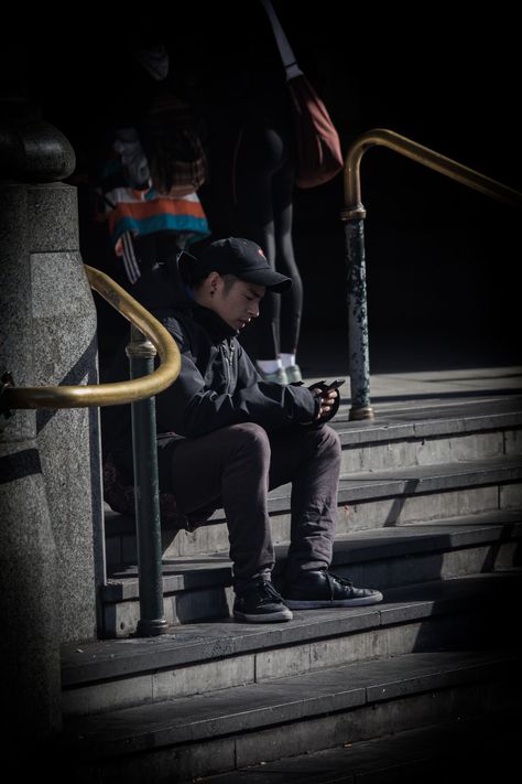 a lot of people tend to sit on the stairs of flinders and go on there while waiting for someone to arrive | Waiting for someone, Lots of people, To go People Sitting On Stairs, Sitting On Stairs, Miss Someone, Figure Reference, Lots Of People, Waiting For Someone, People Sitting, A Lot Of People, Go On