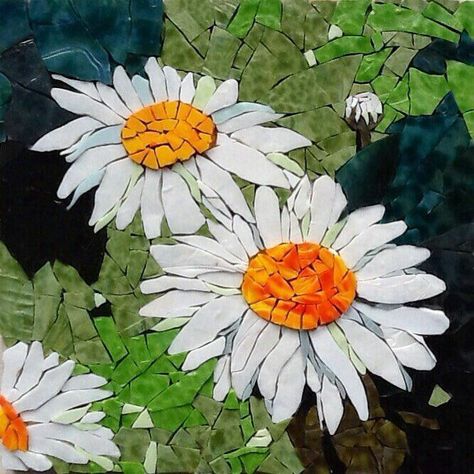 Mosaic Daisies, Daisy Mosaic, Tree Mosaic, Mosaic Floral, Mosaic Pots, زجاج ملون, Mosaic Art Projects, Mosaic Stained, Mosaic Tile Art