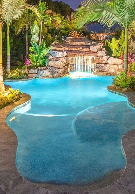 Blue Water Aesthetic, Aesthetic Trees, Tropical Pool Landscaping, Surf Room Decor, Dream Backyard Pool, Surf Room, Freeform Pools, Lagoon Pool, Water Aesthetic