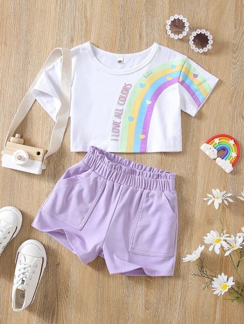 Summer Outfits For Kids, Kids Summer Fashion Girl, Sister Outfits, Summer Outfits Kids, Kids Summer Fashion, Girls Shorts, Illustration Fashion Design, Kids Set, Girls Summer Outfits