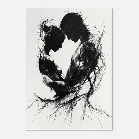 Couple Silhouette Tattoo, Entwined Art, Manifestation Art, Abstract Realism, Future Inspiration, Emotional Depth, Digital Ink, Sketchbook Art, Hand Tattoo