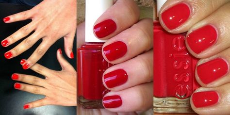 Olivia Palermo style Red Nail Polish essie lollipop clam bake really red Olivia Palermo Manicure, Olivia Palermo Nails Polish, Olivia Palermo Nails, Mail Polish Red, Best Red Nail Polish For Summer, Essie Forever Yummy, Essie Lollipop, Chipped Red Nail Polish, Essie Really Red