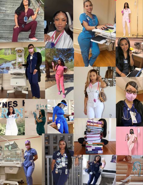 Travel Nurse Black Women, Nurse Bae Aesthetic, Black Nurse Collage, Nurse Inspo Aesthetic, Lpn Black Women, Nursing School Black Women, Nursing Dream Board, Travel Nurse Aesthetic Black Women, Fine Nurses