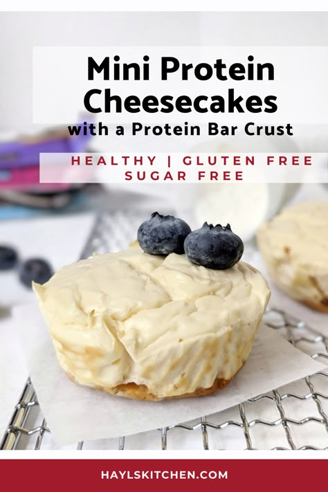 Protein Cheesecake Healthy, Protein Cheesecake Bites, Yogurt And Protein Powder, High Protein Cheesecake, Batch Baking, Protein Cheesecake, Small Batch Baking, Protein Baking, High Protein Desserts