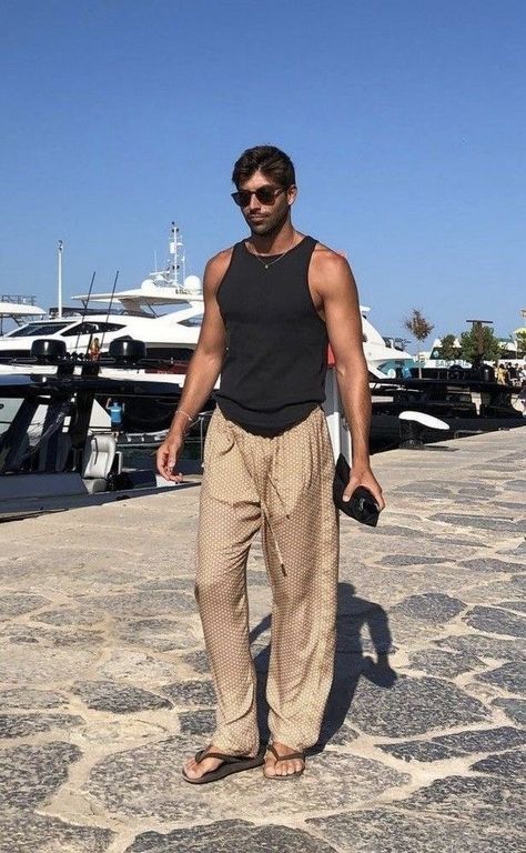 Bohemian Aesthetic Outfit Men, Mens Vacation Outfits Mexico, Summer Outfits Men Casual, Baggy Outfits Men, Jewelry Hairstyles, Summer Outfits For Men, Summer Fits Men, Mexico Vacation Outfits, Vacation Outfits Men