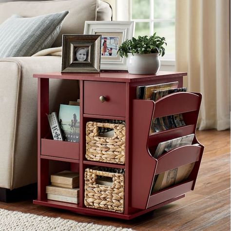 Multifunctional Furniture Small Spaces, End Tables With Drawers, End Table With Storage, Country Door, Montgomery Ward, Woven Baskets, Living Room End Tables, Wood End Tables, Apartment Furniture