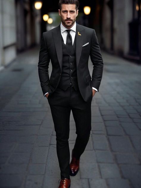 Male Suits Classy, Men Wedding Suits Modern, Outfit Formal Hombre, James Bond Suit, Men's Suiting, Wedding Suits Men Black, Groom Tuxedo Wedding, Formal Suits Men, Formal Wedding Suit