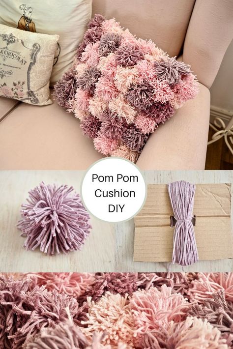 Recycler Diy, Diy Pom Pom Rug, Cushion Diy, Diy Pom Poms, Dainty Dress, Diary Diy, Pom Pom Rug, Diy Decoracion, Pom Pom Pillows