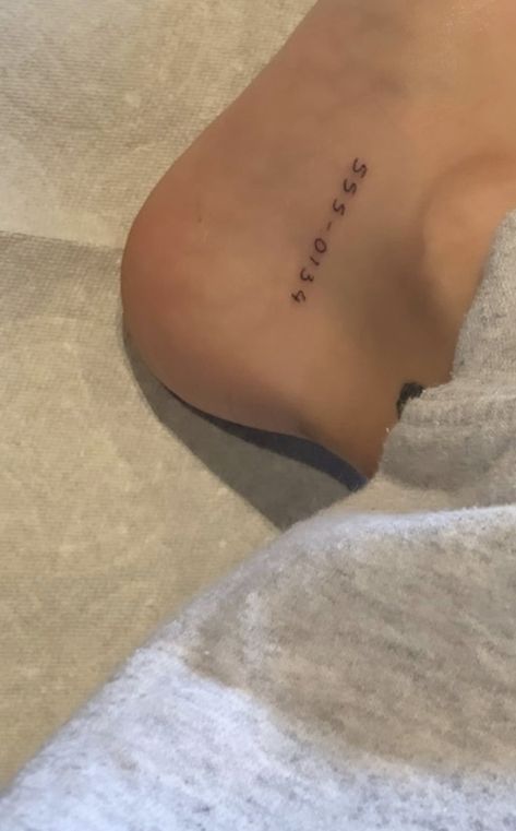 Phone Number Tattoo, Marla Singer Tattoo, Marla Singer, Number Tattoos, Foot Tattoo, Phone Number, Phone Numbers, Tattoo Quotes, Tatting