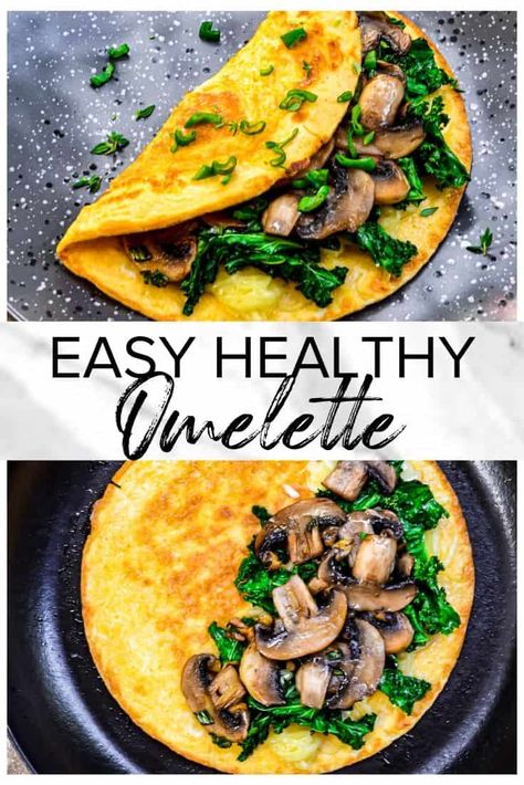 Healthy Breakfast Omelettes, Veggie Omlet Recipes Healthy, Healthy Omelette Recipe Clean Eating, Veggie Omelette Recipe, Healthy Omlet Recipes, Mushroom Omlet Recipes Easy, Mushroom Omelette Recipe, Mushroom Cheese Omelette, Spinach And Mushroom Omelette