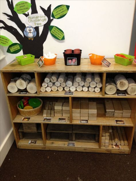 Lovely Block Play Area. Love the picture labels and questions a teacher can ask posted thoughtfully above the block shelf Tinkering Table, Block Play Area, Preschool Block Area, Block Center Preschool, Blocks Preschool, Reggio Inspired Classrooms, Block Building, Reggio Classroom, Construction Play