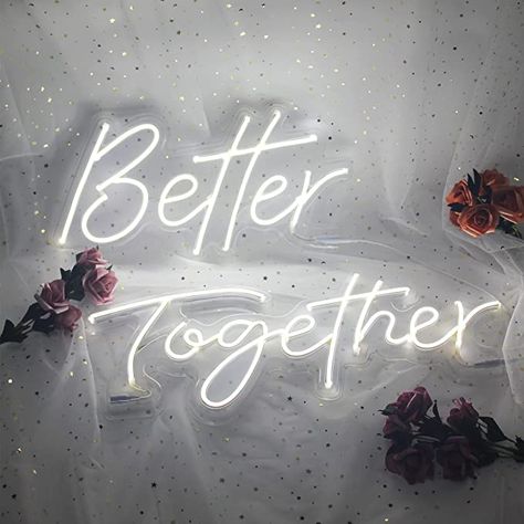 Better Together Neon Sign, Wedding Picture Walls, Decor Engagement, Large Wedding, Wedding Neon Sign, Engagement Party Decorations, Neon Wedding, Neon Light Signs, Valentine Wedding