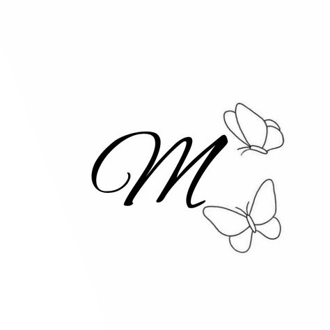 M Tattoo With Butterfly, M Name Tattoo, Letter M Tattoos, M Tattoo, M Names, M Tattoos, Alphabet Names, Couple Tattoo, Typography Alphabet