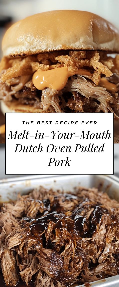 Image for Melt-in-Your-Mouth Dutch Oven Pulled Pork Fall Dinner Ideas Pork, Pork Shoulder Recipes Dutch Oven, Stove Top Pulled Pork, Dinner Recipes Dutch Oven, Boston Button Recipes, Pulled Pork Dutch Oven, Pulled Pork In Oven, Pork Butts In The Oven, Pulled Pork Crock Pot Recipes