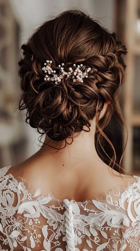 60+ Gorgeous Bridal Hairstyles To Wow On Your Big Day Bridal Hair Updo With Headpiece, Romantic Bridal Updo With Veil, Low Bun Bridal Hairstyles, Bridal Updos For Long Hair Elegant, Elegant Updo For Wedding, Bridal Upstyles With Veil, Loose Hair Updos Wedding, Bridal Updo With Comb, Wedding Bride Hairstyles Updo