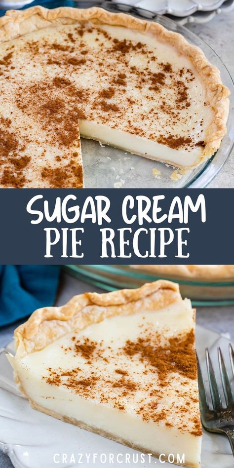 Old Fashioned Sugar Cream Pie, Easy Custard Pie, Hoosier Pie, Vanilla Custard Pie, Sugar Cream Pie Recipe, Vanilla Pie, Sugar Cream Pie, Easy Custard, Creamy Pie