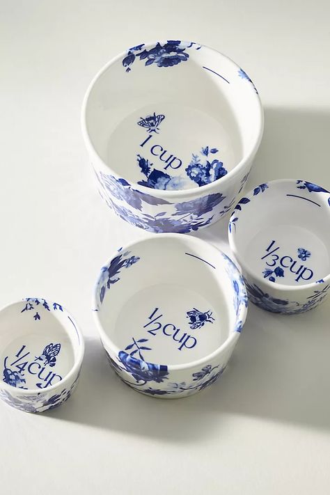 Abi Pie Dish | Anthropologie Dutch Blue Kitchen, Blue And White Tea Cups, Blue White Aesthetic, Ceramic Measuring Cups, Dishes Sets, Blue And White Kitchen, Dishware Sets, Blue Dishes, French Toile