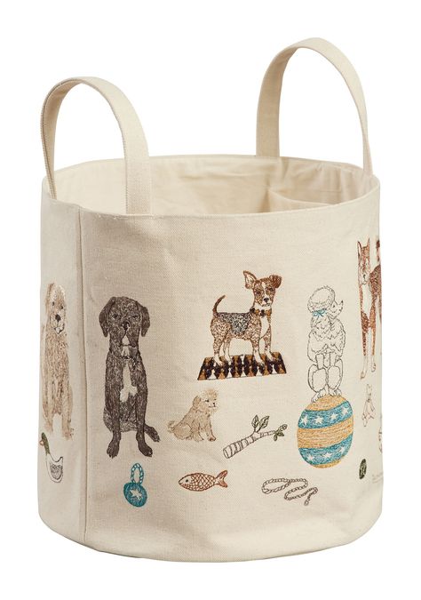 Elevate your pet toy storage with a cute canvas bucket! Constructed from sturdy cotton canvas, our Dog Toy bucket features playful pups posing with their prized toys on all sides. Unleash the possibilities of attractive organization with our fabric buckets! Measures 11" × 11". Handle drop measures 4". Dog Toys Organization, Dog Things Pet Products, Dog Supply Storage, Dog Supplies Storage, Dog Toy Organization, Philadelphia Apartment, Pet Toy Storage, Puppy Nursery, Dog Storage